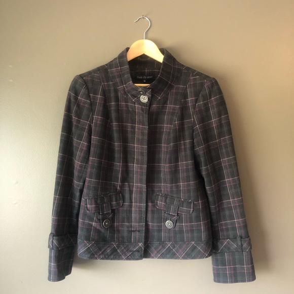 Hip-length plaid jacket - Picture 2 of 9